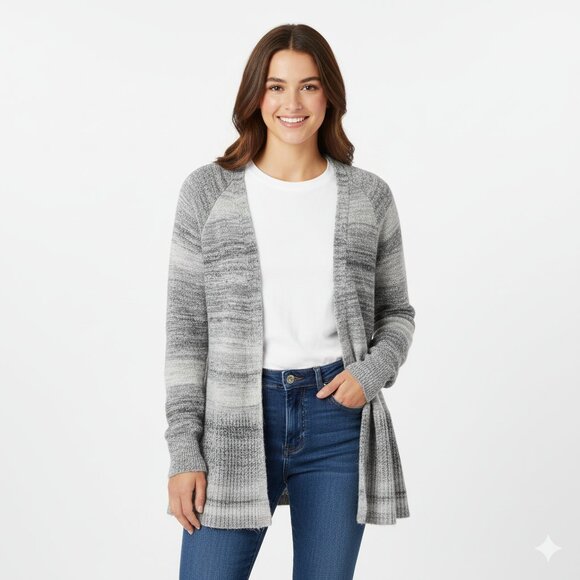 Sonoma Sweaters - Sonoma Women's Heather Gray Open-Front Cardigan